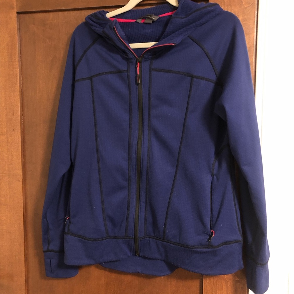 Eddie Bauer Purple full zip grid fleece with Hood